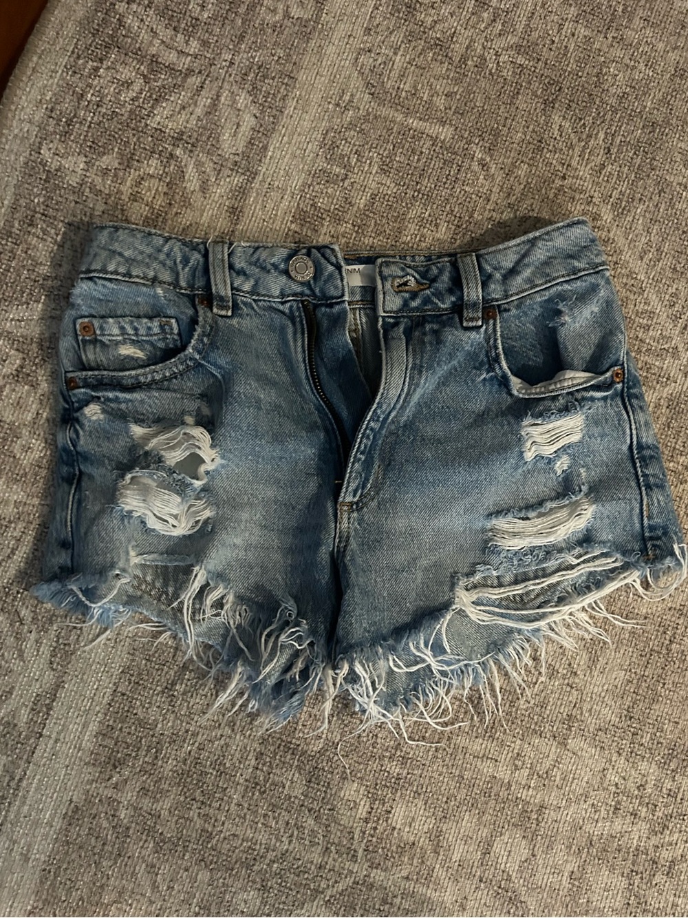 Garage Light Blue Distressed Denim Shorts